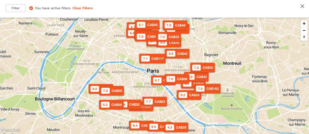 Hostel on a map