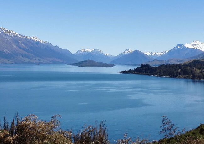 Ocean blue in Glenorchy, South Island, New Zealand.