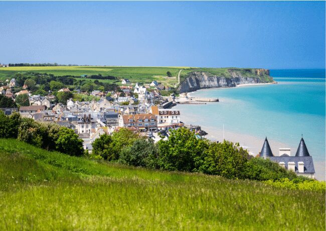 Enjyoing the stunning afternoon with this ocean view in our Normandy France road trip.