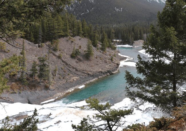 bow falls viewpoint trail winter