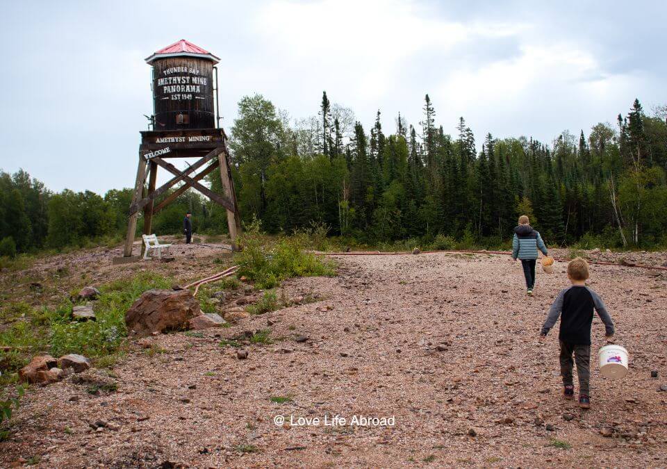 Digging amethyst gem at the Amethyst Panorama Mine in Thunder Bay