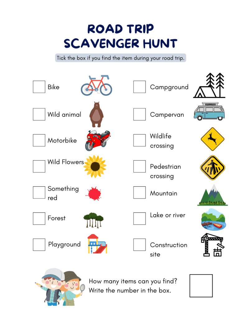 Kids Road Trip Activity Book Scavenger hunt