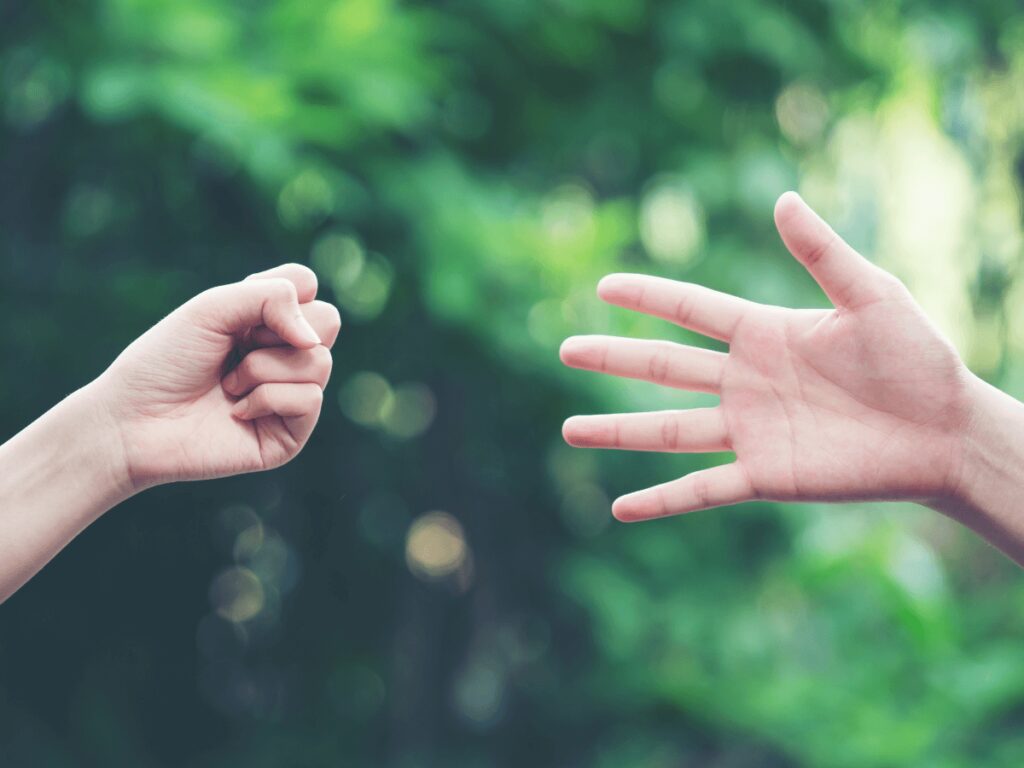 Rock Paper Scissor is a great road trips games with siblings at the back of the car