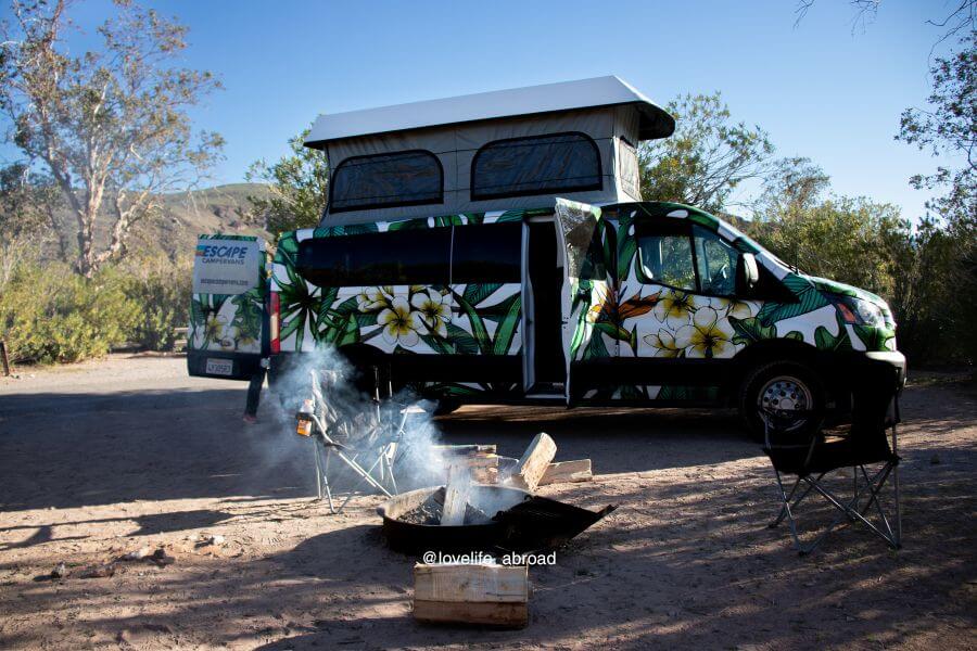 Starting a fire at Echo Bay Lower Campground at Lake Mead