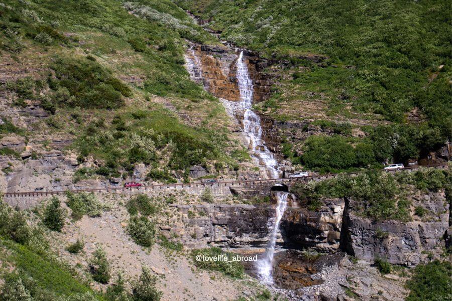 Waterfall near the road on the Going-to-the-Sun road