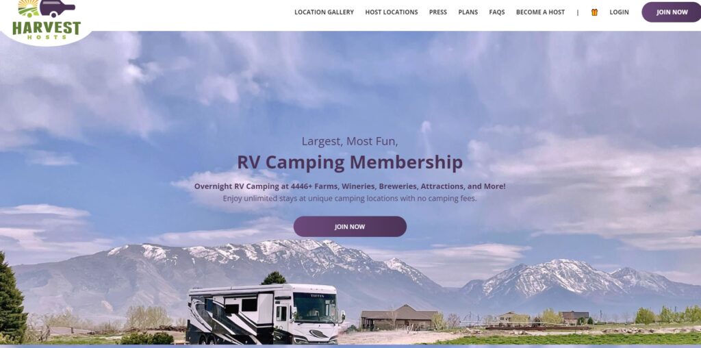 Is Harvest host worth it? Harvest Host Website Image.