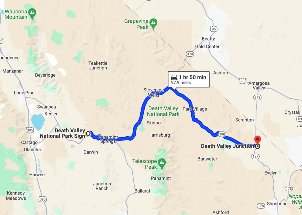 direction for the Death Valley sign near Death Valley Junction