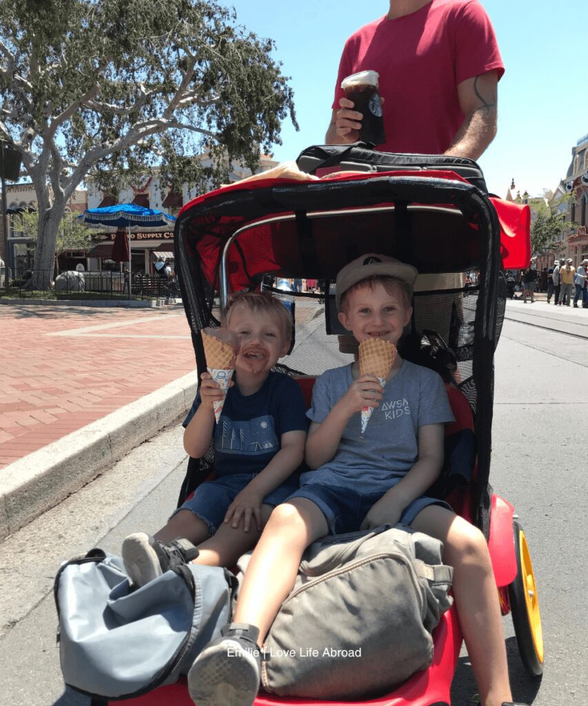 Having ice cream and coffee at Disneyland