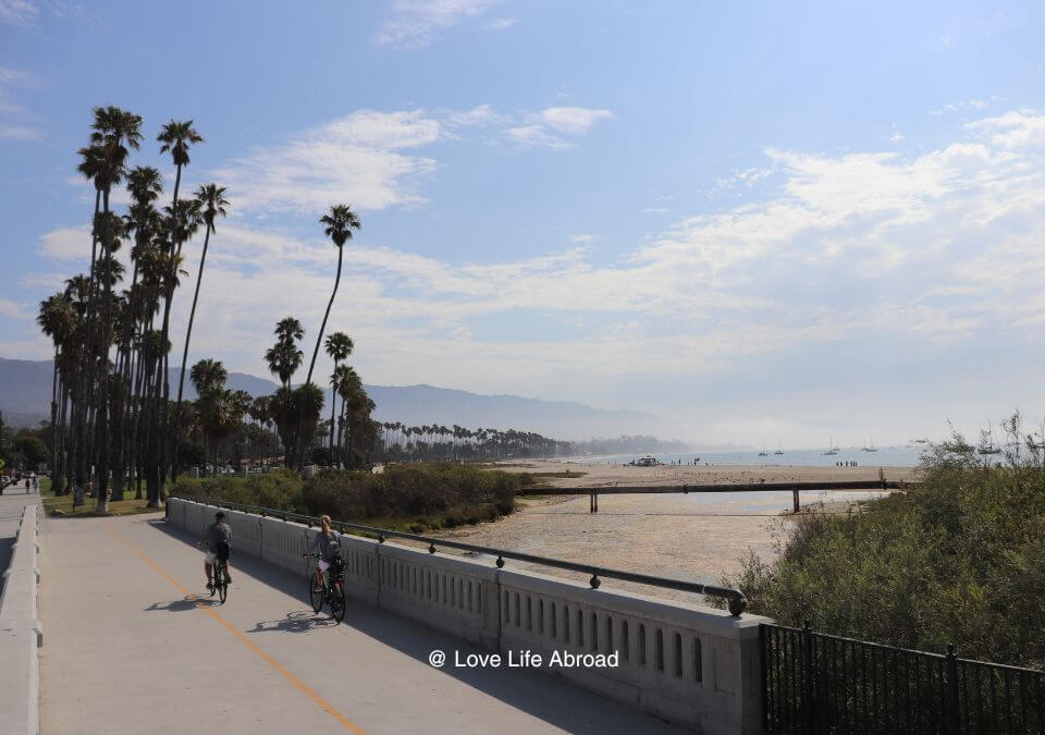 Biking trail along the beach in Santa Barbara