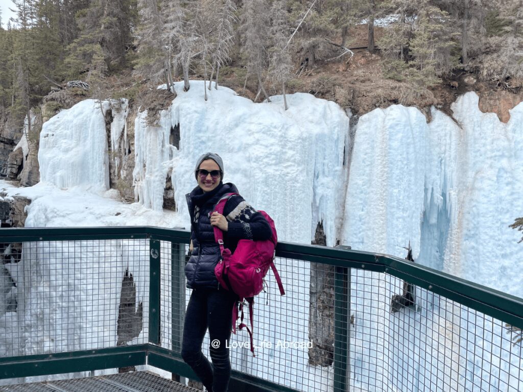 I finally made it to the Upper Falls at Johnston Canyon Good thing I had my microspikes