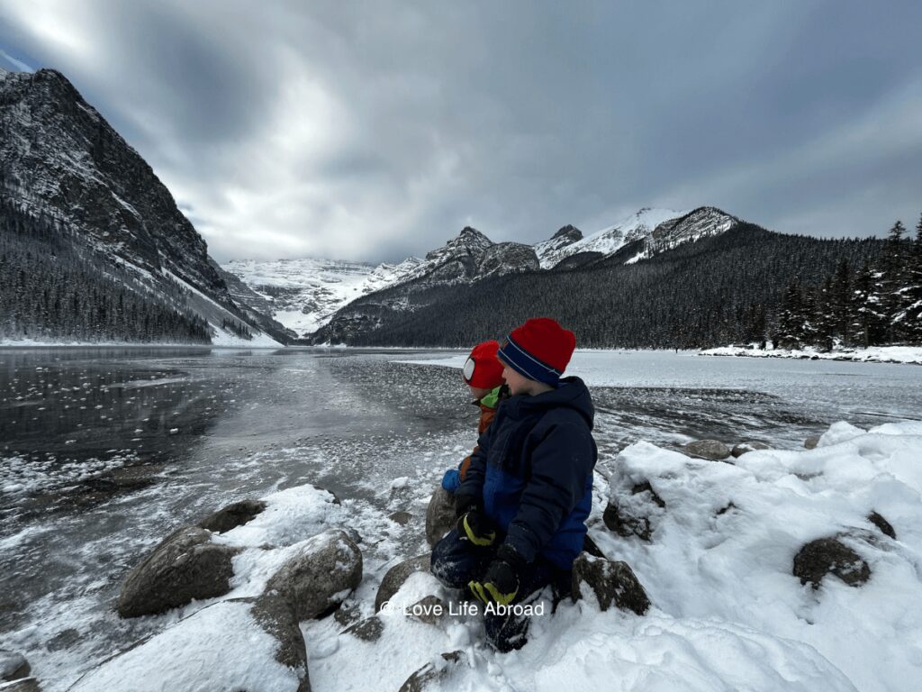 the iconic lake louise in Banff National Park in November