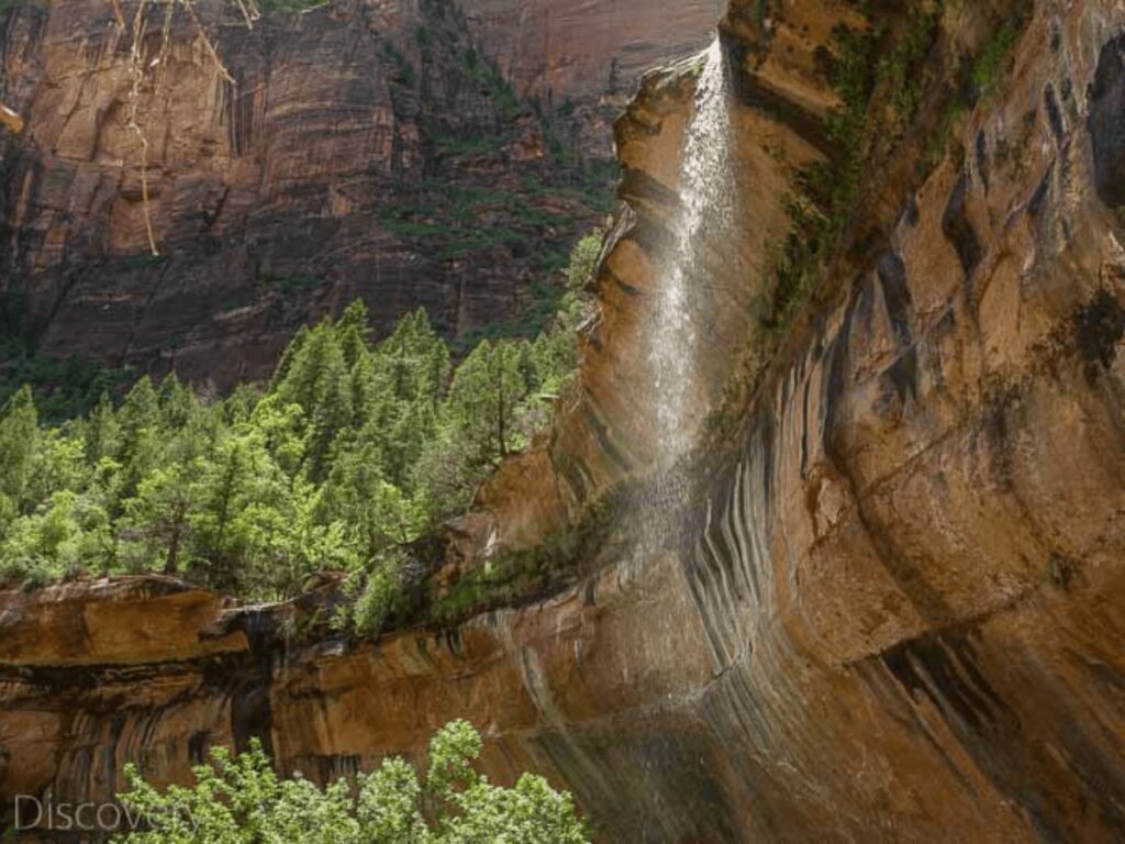 One of the waterfalls on the Emerald Pools trail