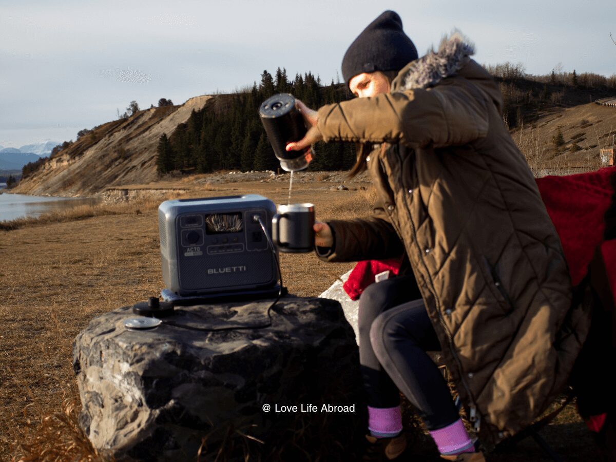 bluetti portable station 1000w AC70. I love using the portable station to make a latte coffee on a road trip