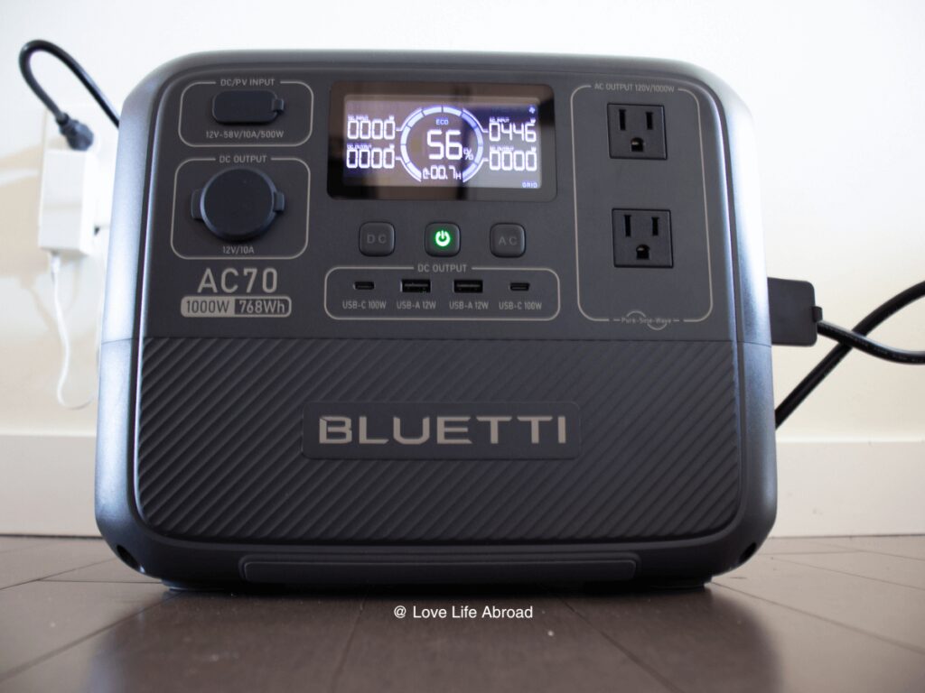 bluetti portable station 1000w AC70 charging from 0 to 80 in less than 45 minutes