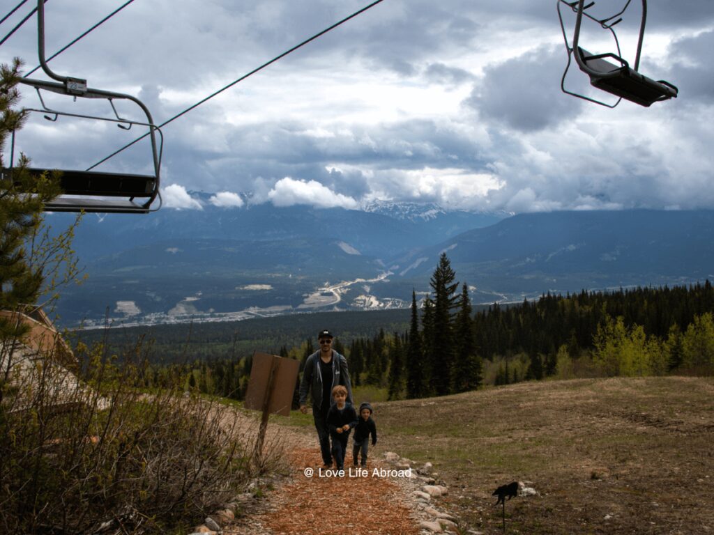 Getting off the chair lift at the Grizzly Bear Refuge 1