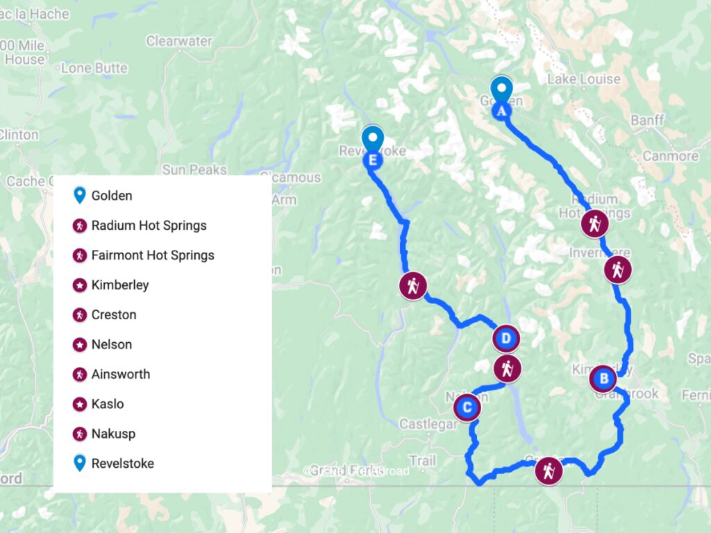 Kootenay Road Trip Map