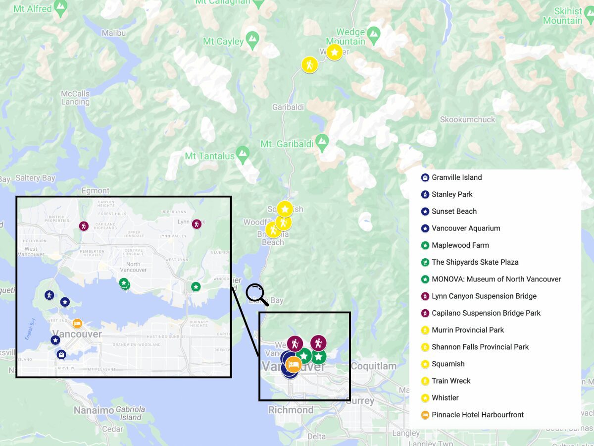 Vancouver Winter Itineary MAP - Love Life Abroad MAPS