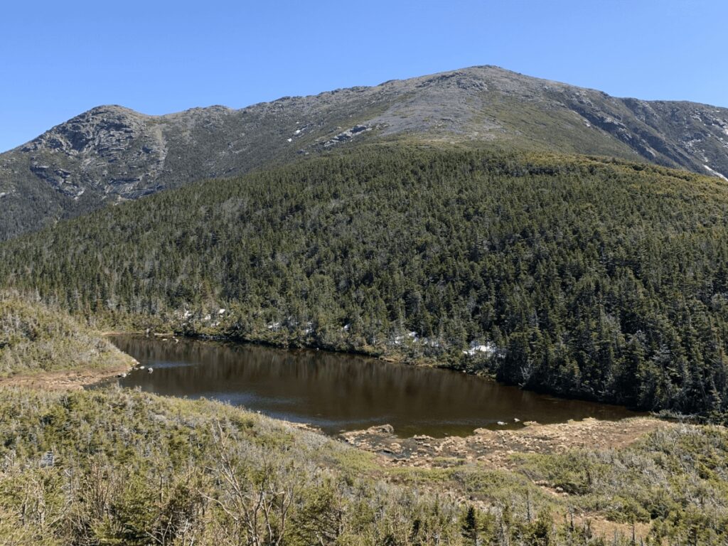 View of the lake and the summit from the AMC Greenleaf Hut