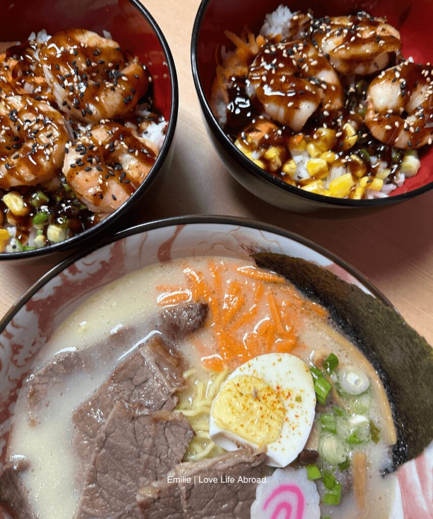 Our meals from Oishidesu Ramen Shack