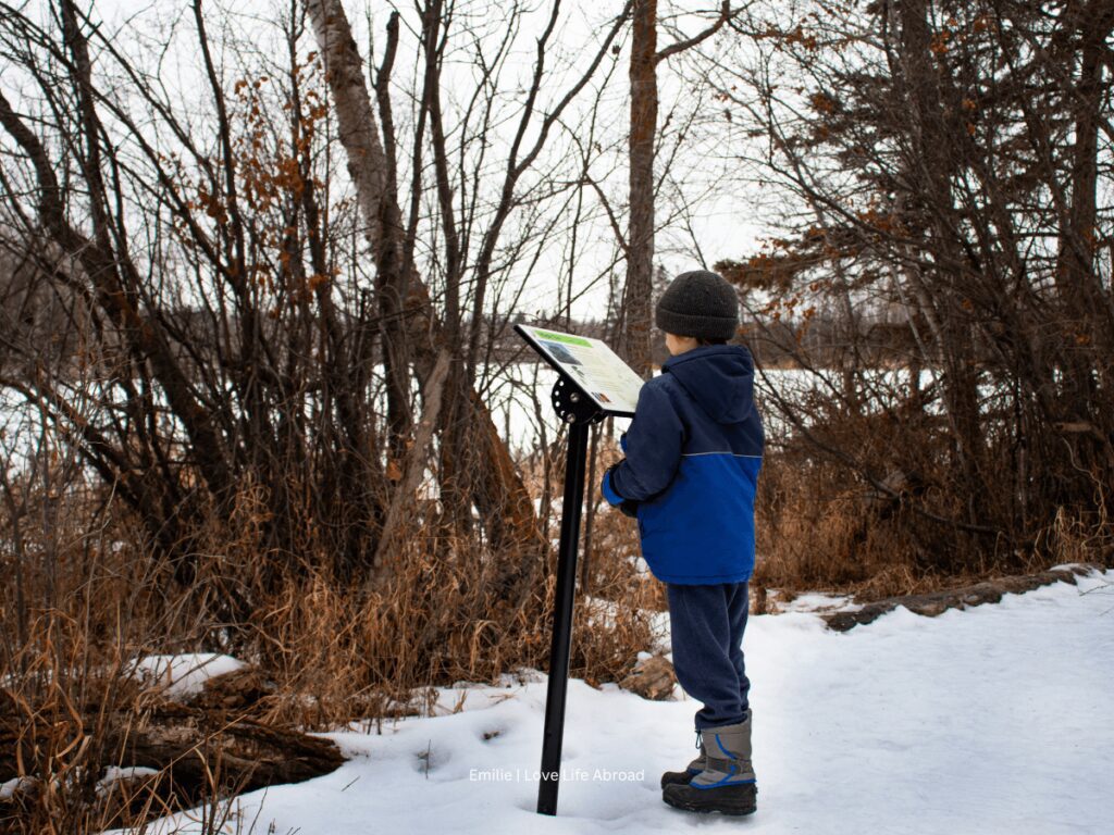 Reading the interpretive signs on the trail by Elizabeth Lake