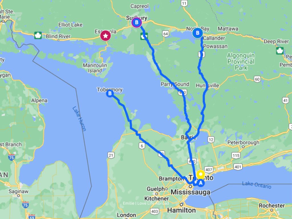 alternative routes for toronto to thunder bay road trip 