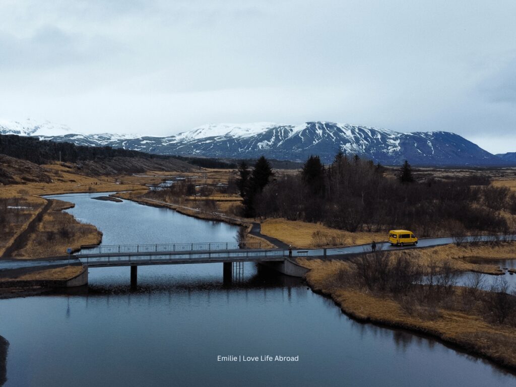 Driving our Happy Campers in Thingvellir National Park in Iceland