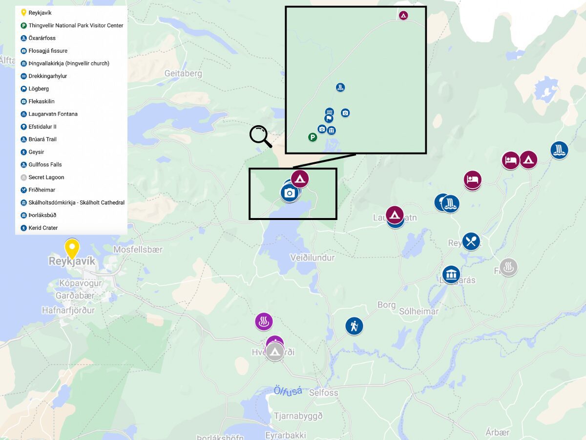 Iceland Golden Circle Map Itinerary - Love Life Abroad MAPS