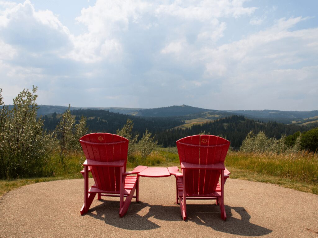 The famous Red Chairs at Fort Walsh National Historic Site