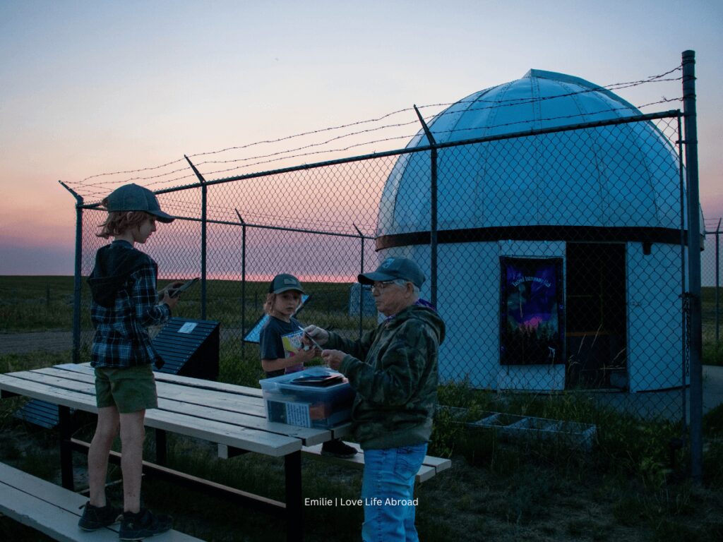 a visit at the Observatory at night to see the Dark Skies of Saskatchewan 