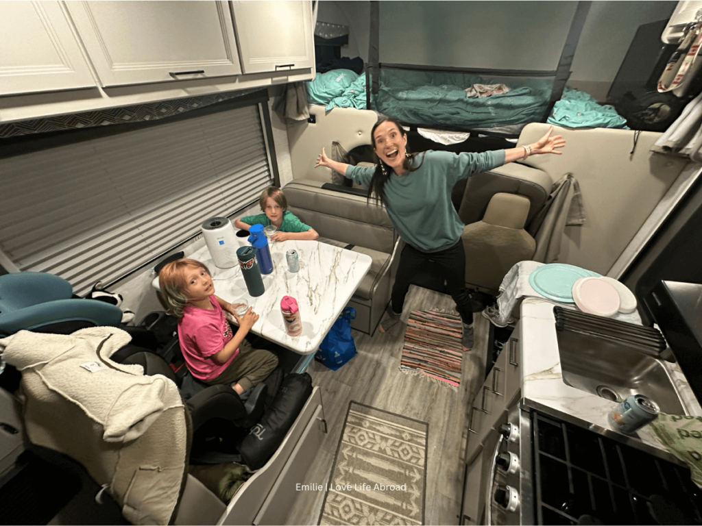 We enjoyed the inside of the RV on our first evening