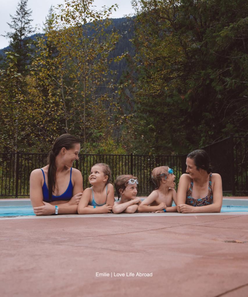 Kicking off the morning in the hot pools at Crazy Creek Resort