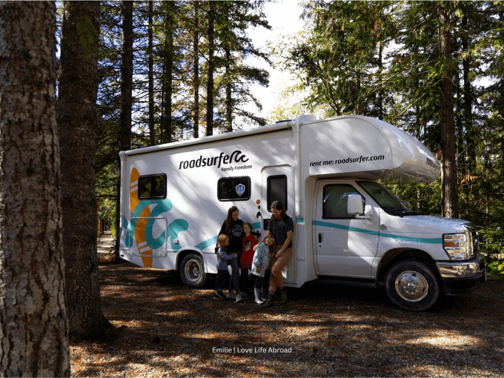 Our group in front of the Family Freedom RV from Roadsurfer