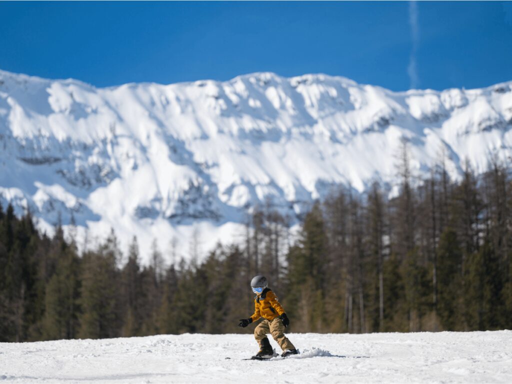 Skiing almost alone in the slope at Fernie Mountain Resort