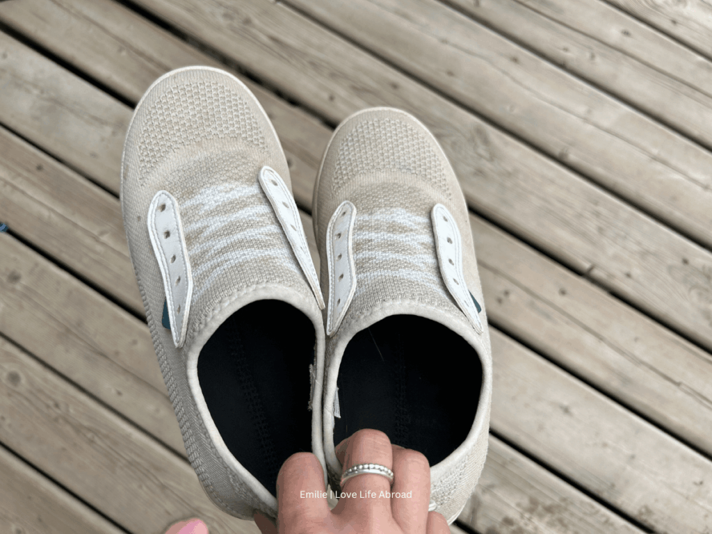 The white shoes from Vessi Not so clean